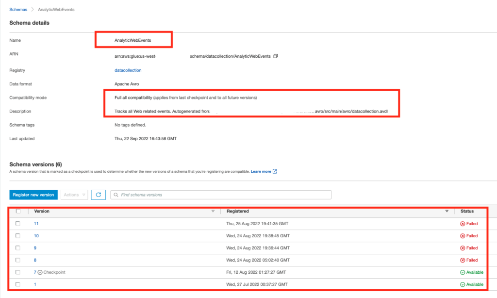 Schema Version History